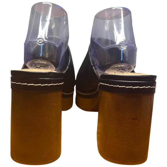 VINCE CAMUTO Mayaly Women's 10 Black Leather Platform Mules Slip On Sandals - Picture 4 of 11